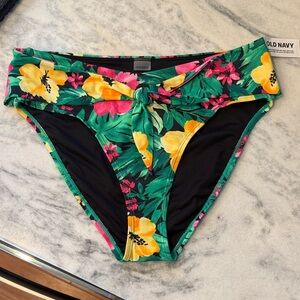 Old Navy High Waisted Tropical Floral Bikini Bottom w/ Adjustable Front Tie.